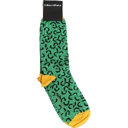 Men Green Cotton Abstract Mid Calf Accessory Socks