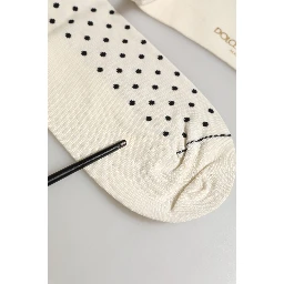 Off White Cotton Polka Dot Mid Calf Accessory Socks