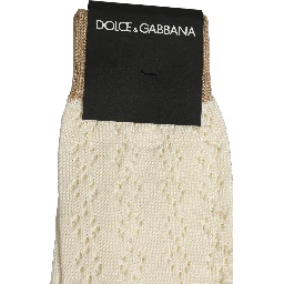 Off White Cotton Knit Mid Calf Accessory Socks
