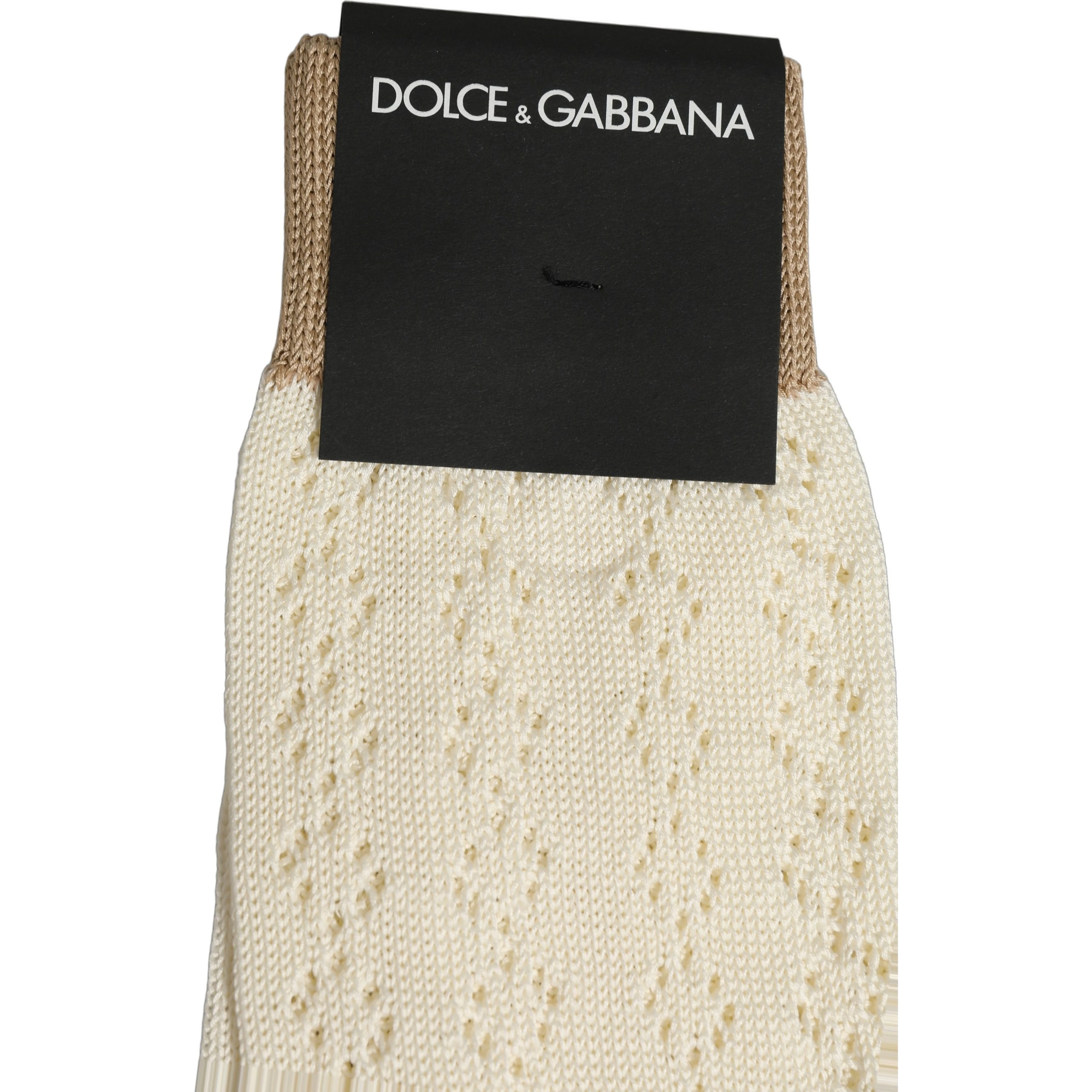 Off White Cotton Knit Mid Calf Accessory Socks
