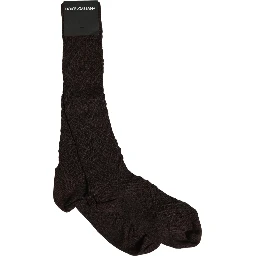 Dark Brown Cotton Knit Knee High Accessory One Size Socks