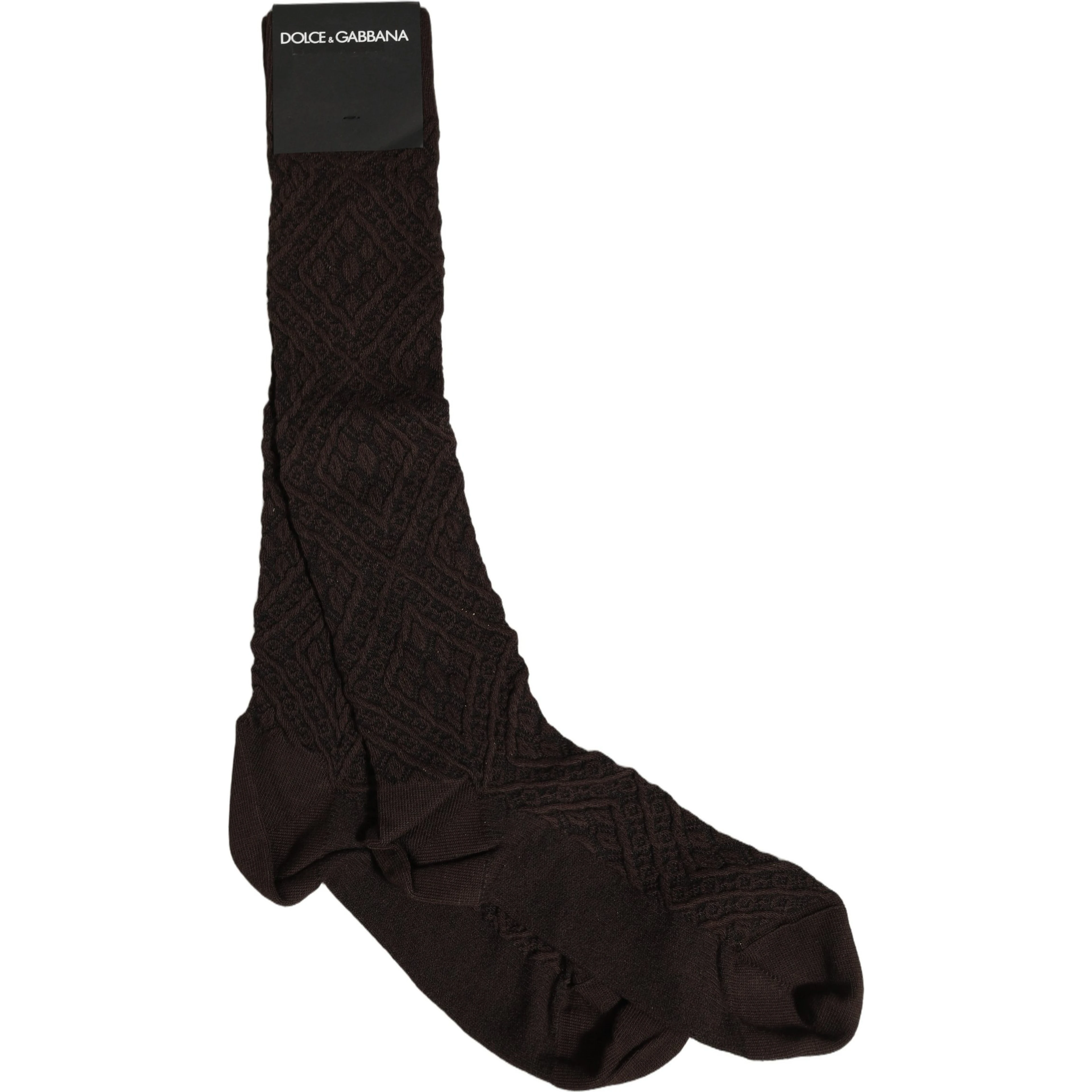 Dark Brown Cotton Knit Knee High Accessory One Size Socks