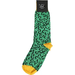 Men Green Cotton Abstract Mid Calf Accessory Socks