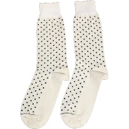 Off White Cotton Polka Dot Mid Calf Accessory Socks
