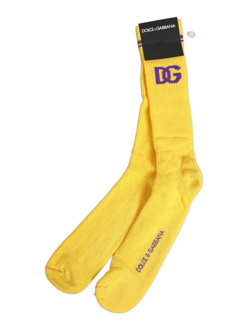 Men Yellow DG Logo Over Calf Accessory Socks