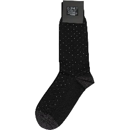 Men Black Cotton Polka Dot Mid Calf Accessory Socks