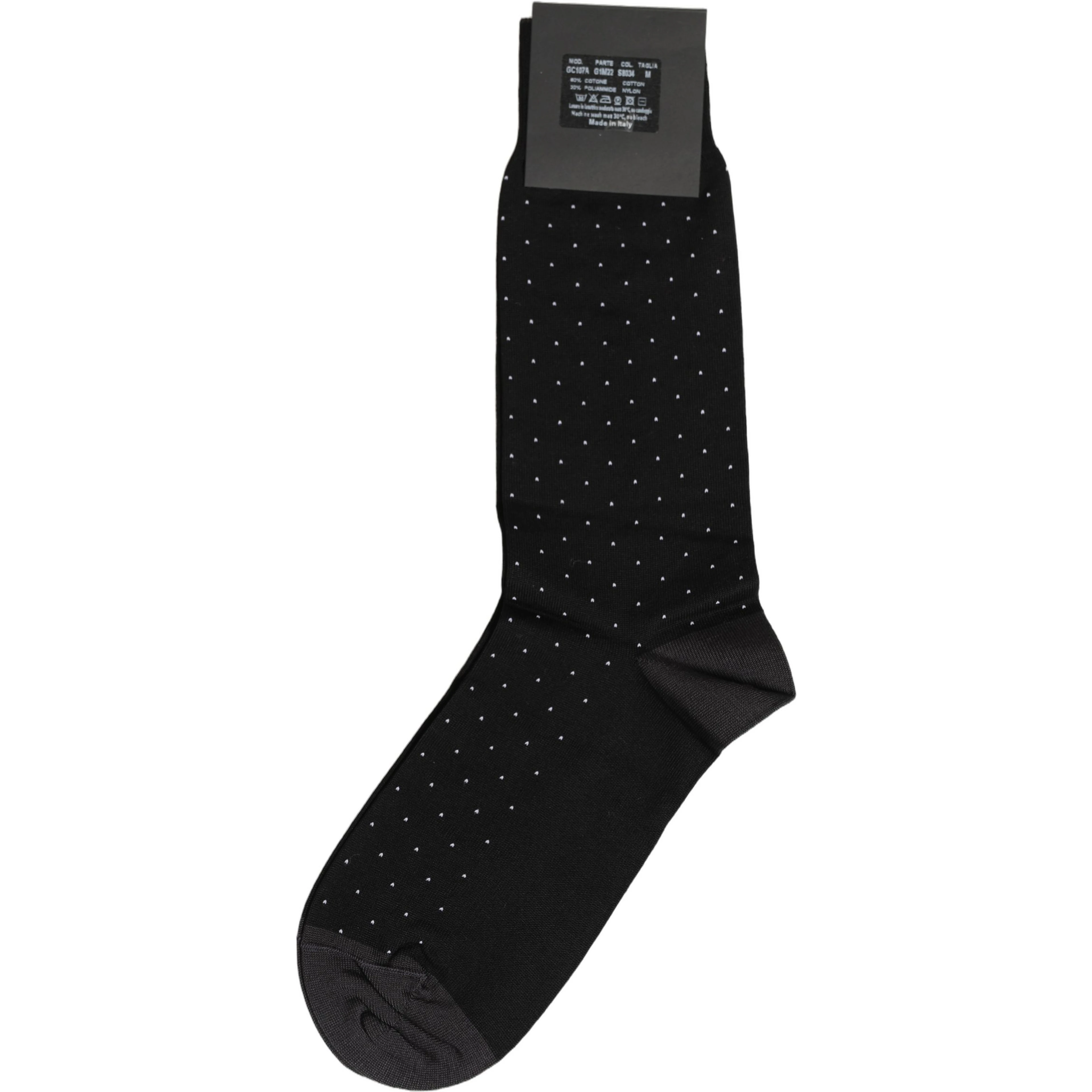 Men Black Cotton Polka Dot Mid Calf Accessory Socks