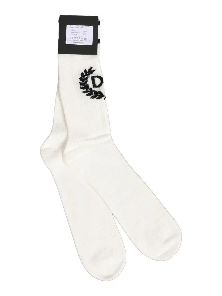 White Cotton DG Logo Mid Calf Accessory Socks