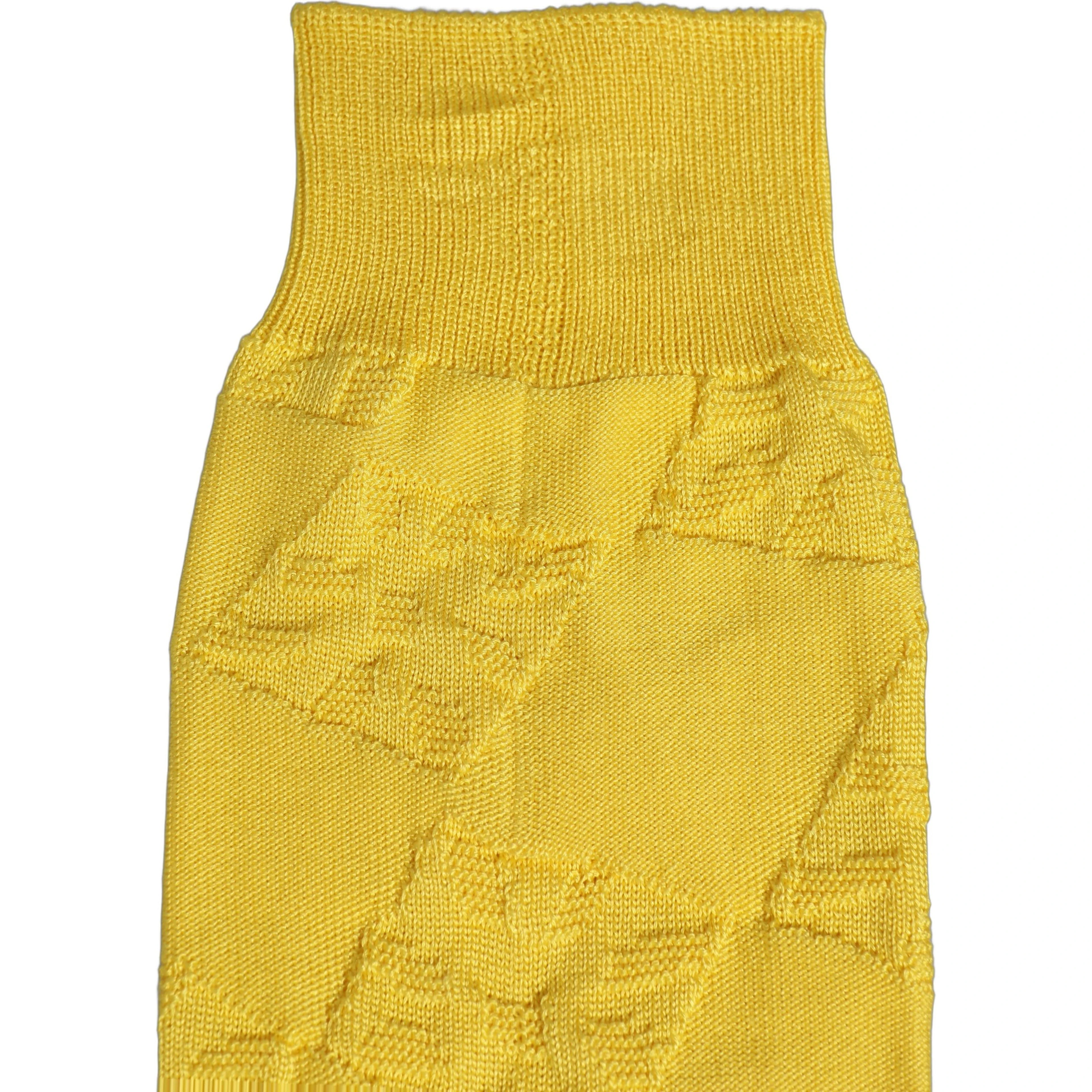 Men Yellow 100% Silk Mid Calf Accessory Socks