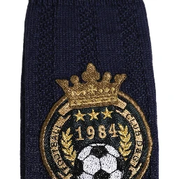 Navy Blue Wool Crest Logo Knee High Accessory Socks