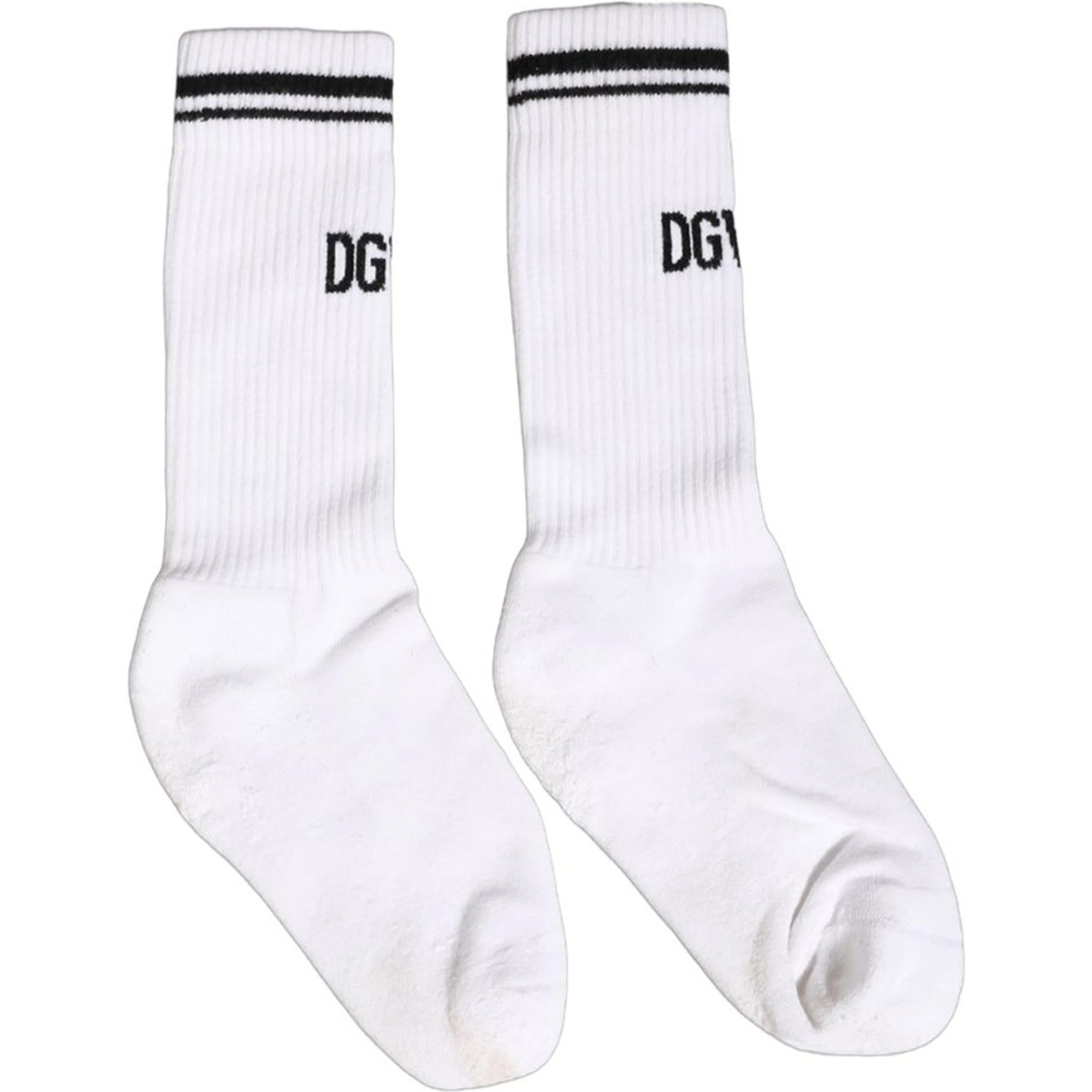 Men White DGVIB3 Cotton Mid Calf Accessory Socks