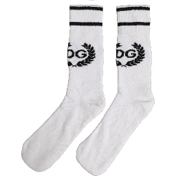 White Cotton DG Logo Mid Calf Accessory Socks