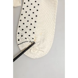 Off White Cotton Polka Dot Mid Calf Accessory Socks