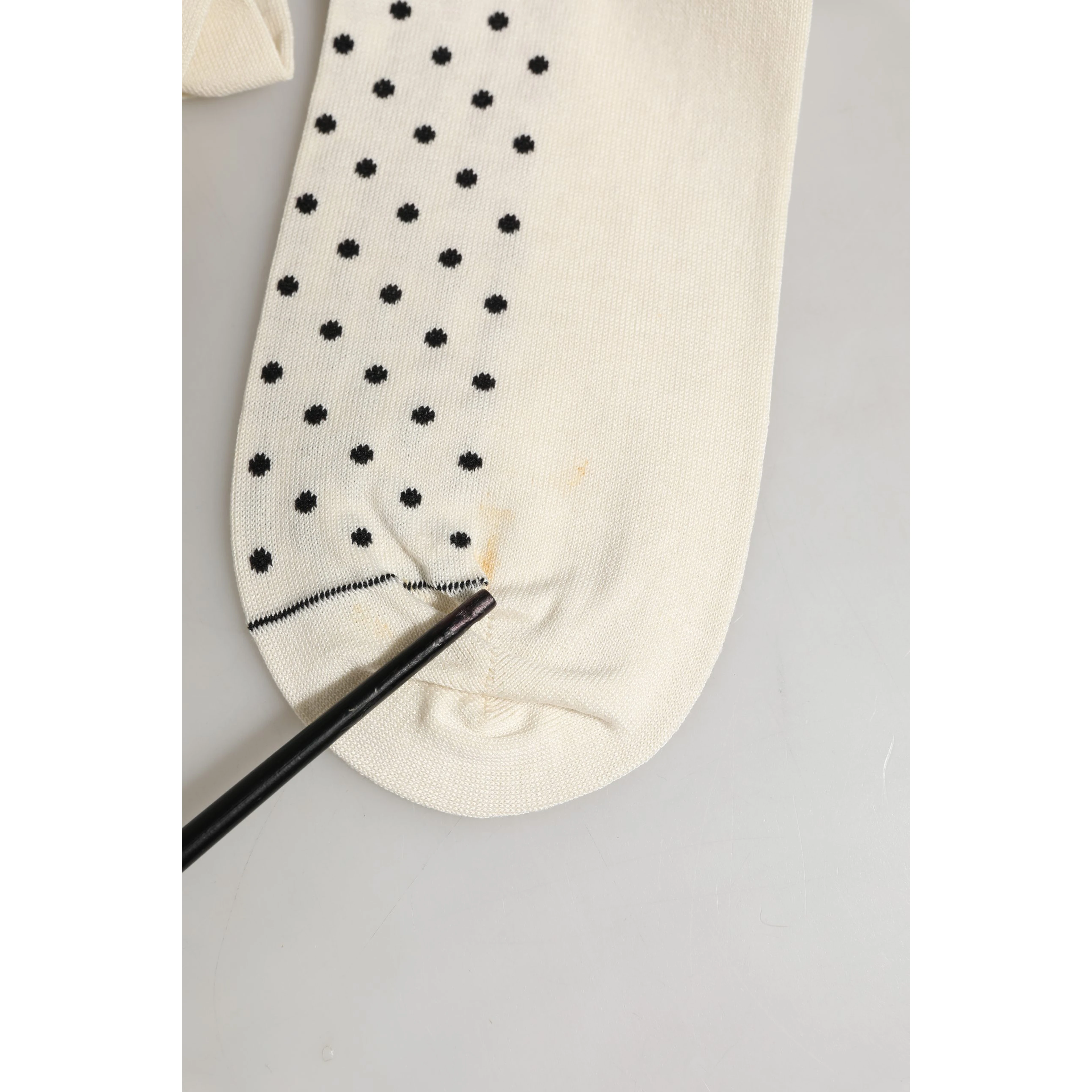 Off White Cotton Polka Dot Mid Calf Accessory Socks