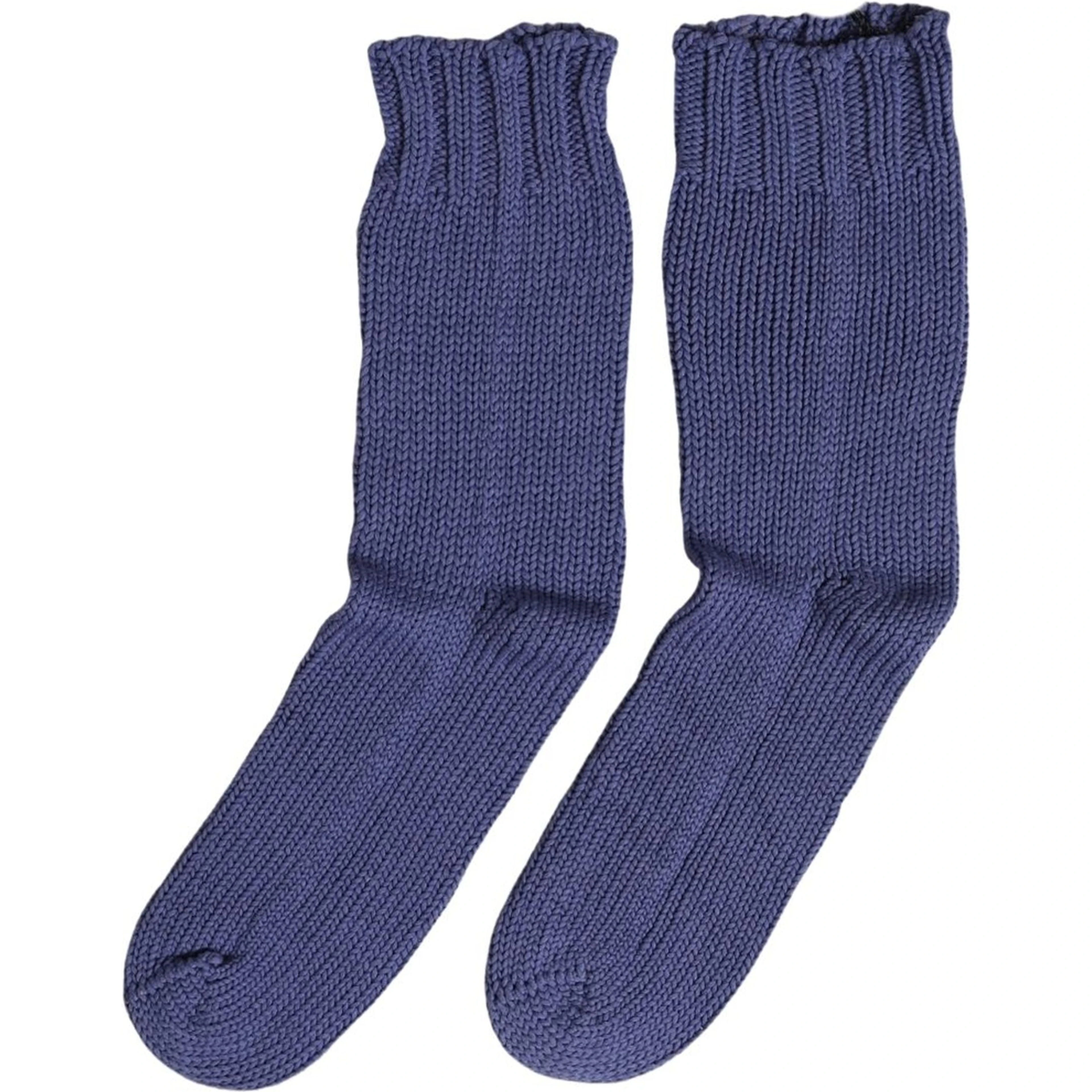 Men Navy Blue Cotton Ribbed Mid Calf Accessory Socks
