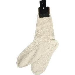Off White Cotton Knit Mid Calf Accessory Socks
