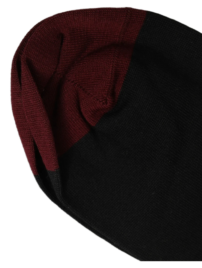 Men Burgundy Black Logo Mid Calf Accessory Socks