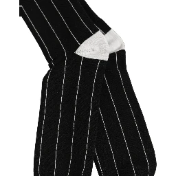 Men Black Pinstripe Logo Knee High Accessory Socks