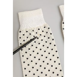 Off White Cotton Polka Dot Mid Calf Accessory Socks