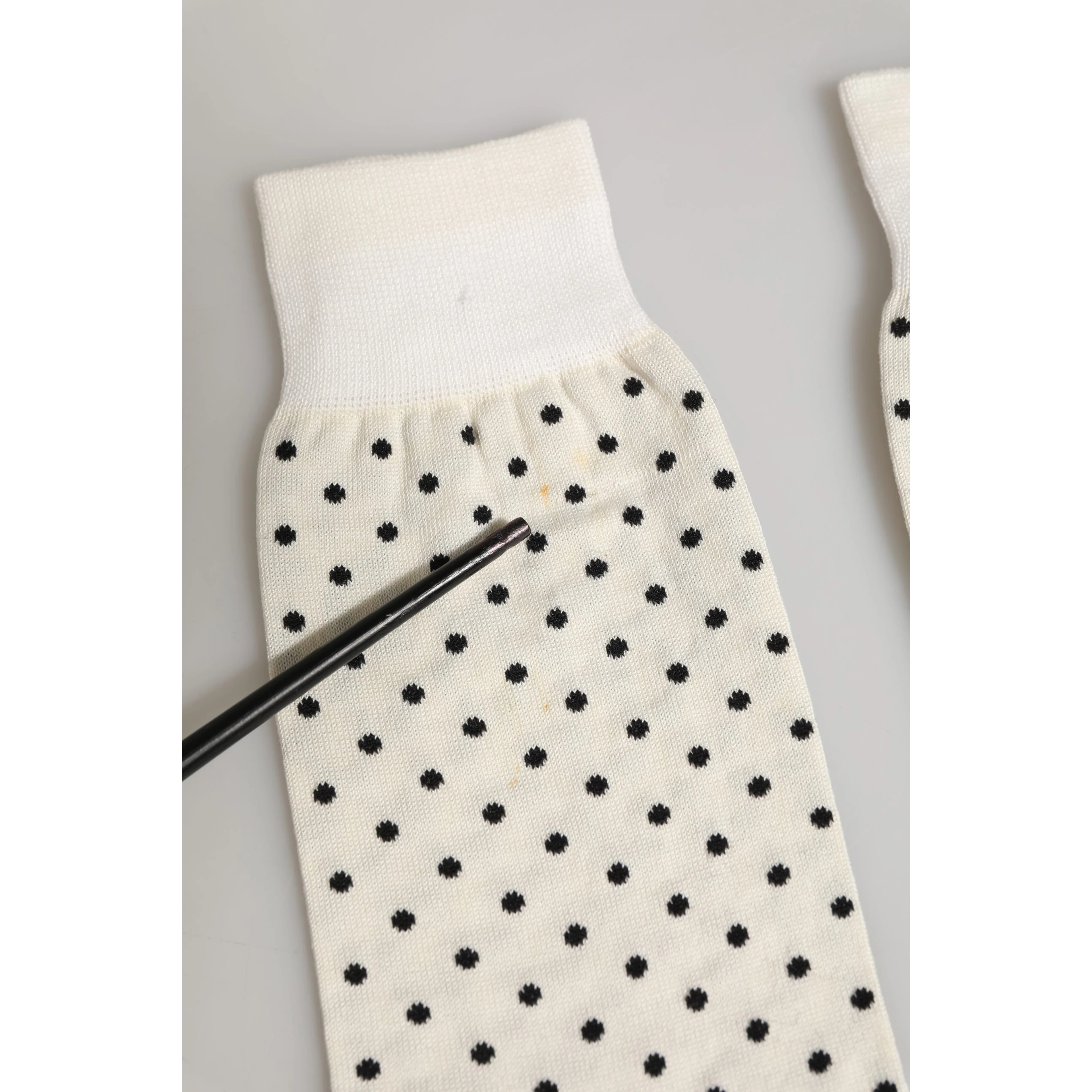 Off White Cotton Polka Dot Mid Calf Accessory Socks