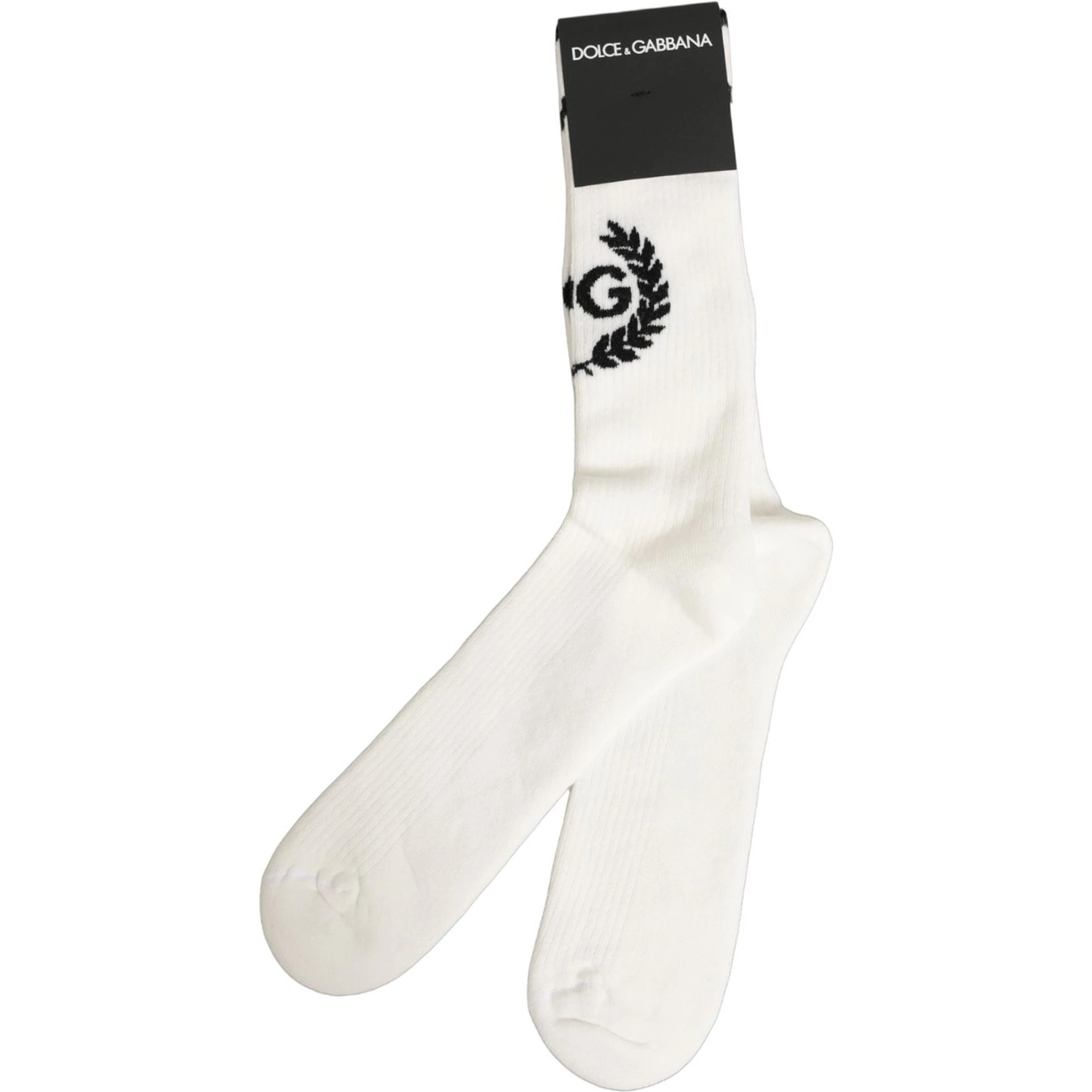 White Cotton DG Logo Mid Calf Accessory Socks