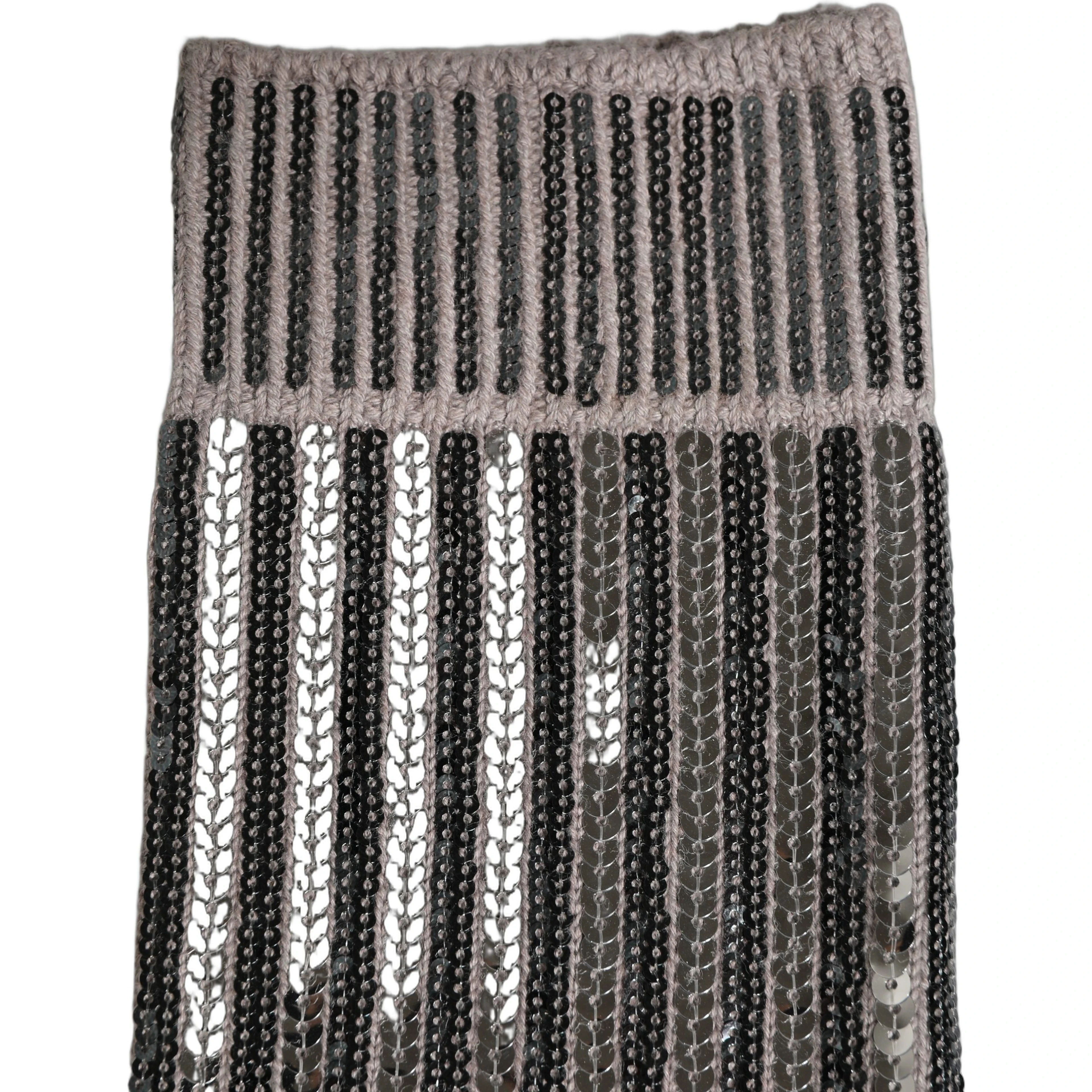 Gray Sequin Cotton Knit Mid Calf Accessory Socks