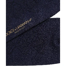 Navy Blue Wool Crest Logo Knee High Accessory Socks