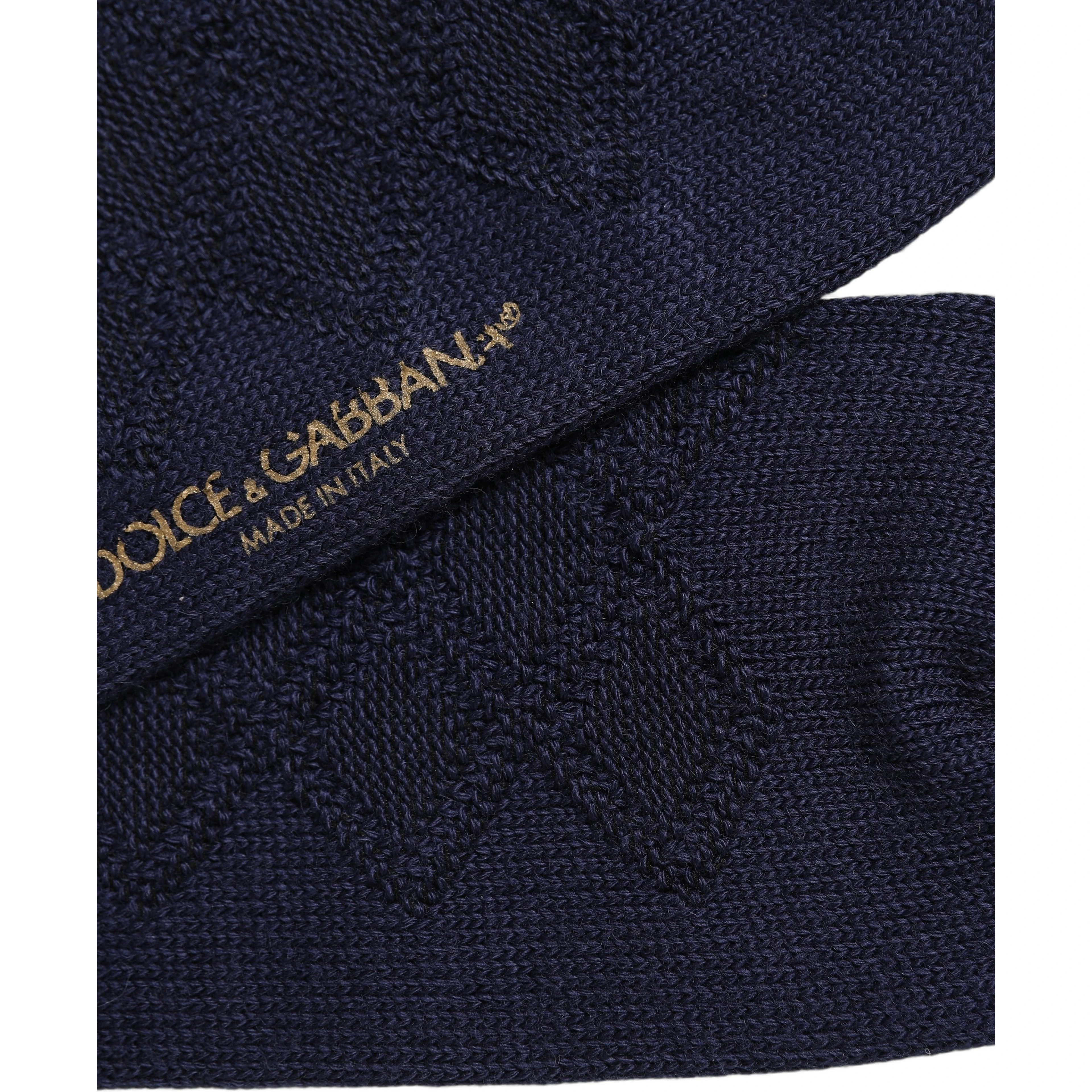 Navy Blue Wool Crest Logo Knee High Accessory Socks