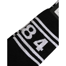 Black White Logo Stripes Mid Calf Accessory Socks