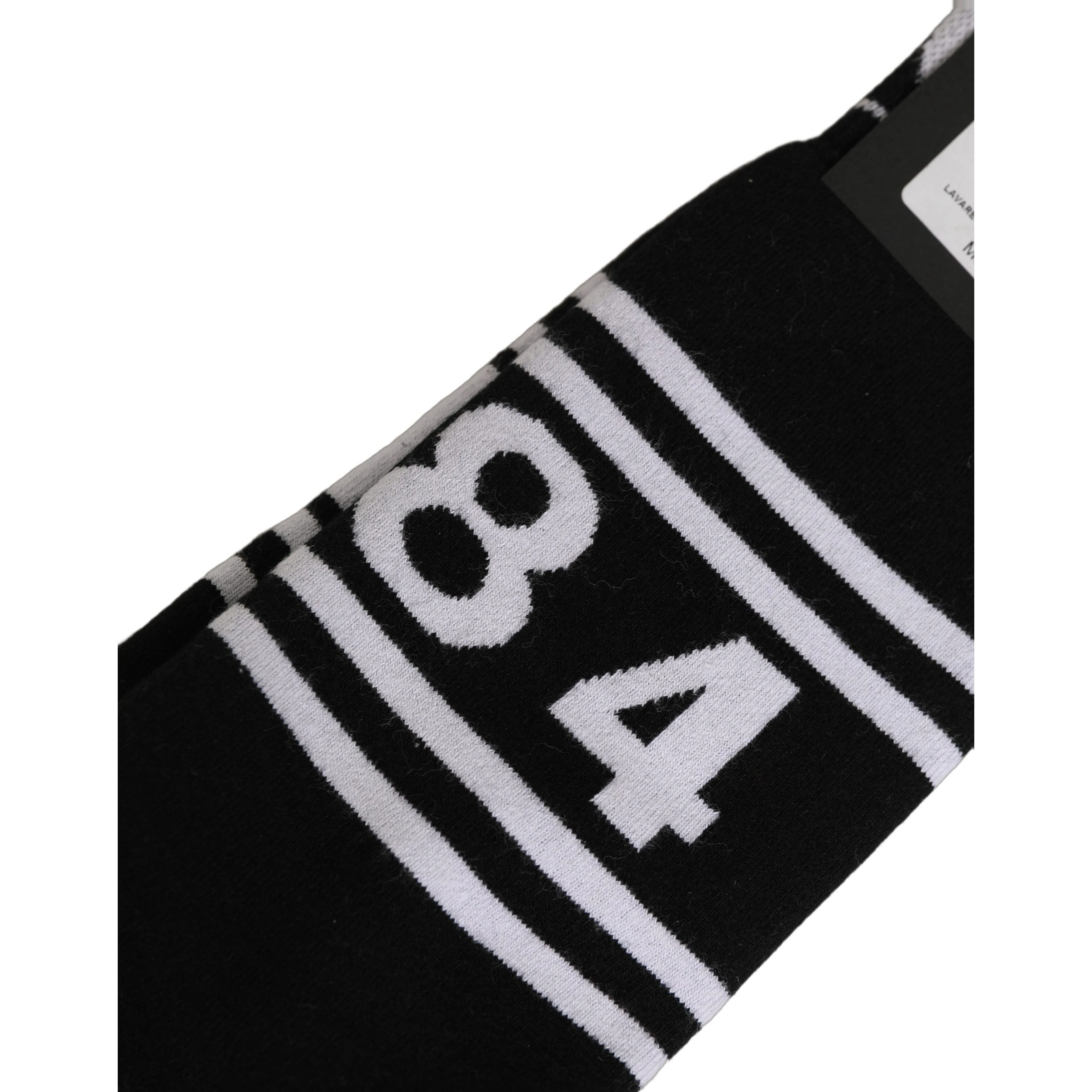 Black White Logo Stripes Mid Calf Accessory Socks