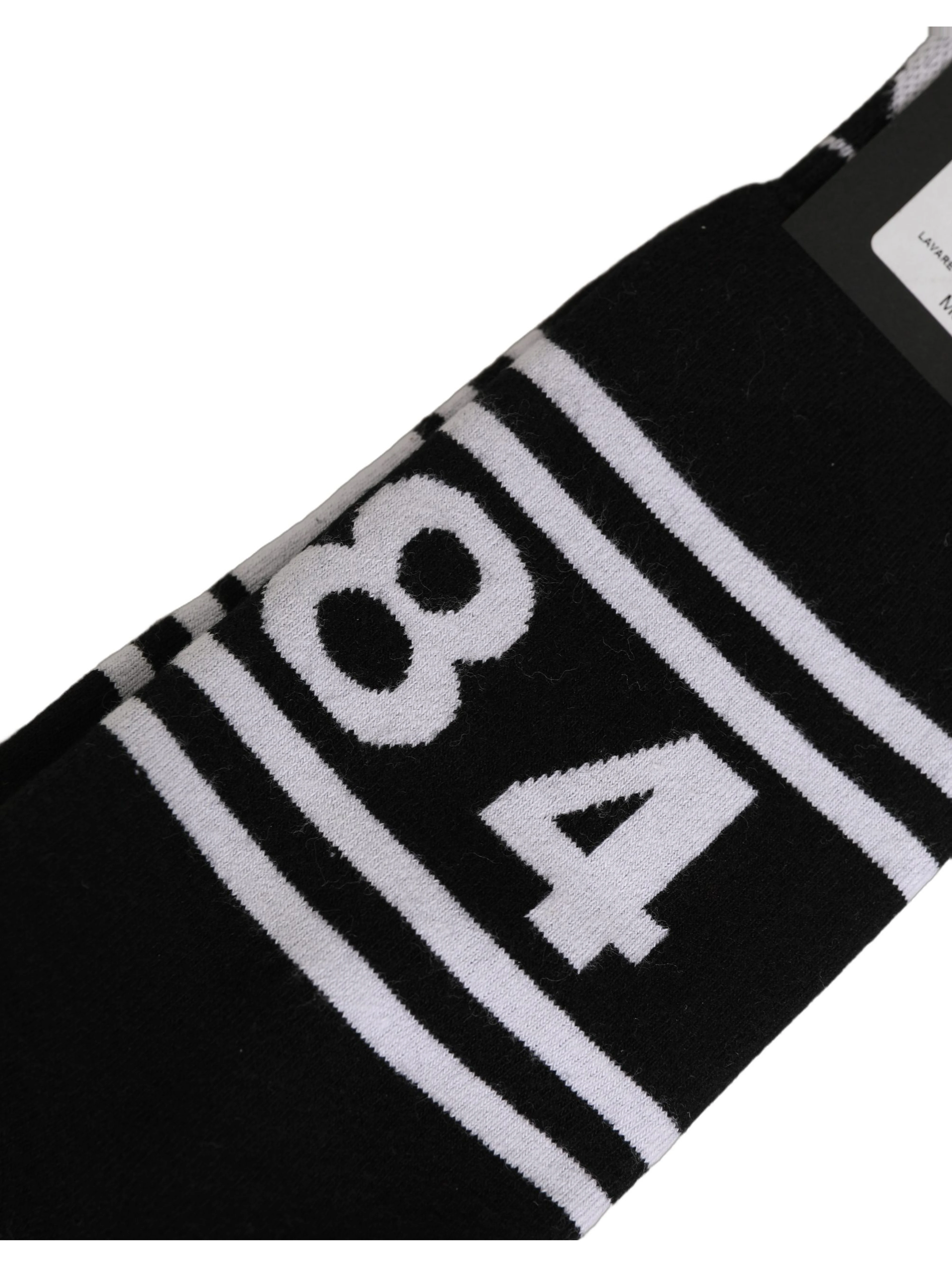 Black White Logo Stripes Mid Calf Accessory Socks
