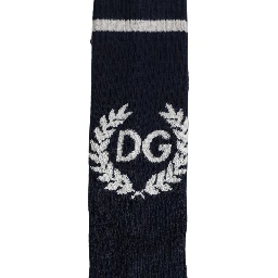 Men Navy Blue DG Logo Mid Calf Accessory Socks