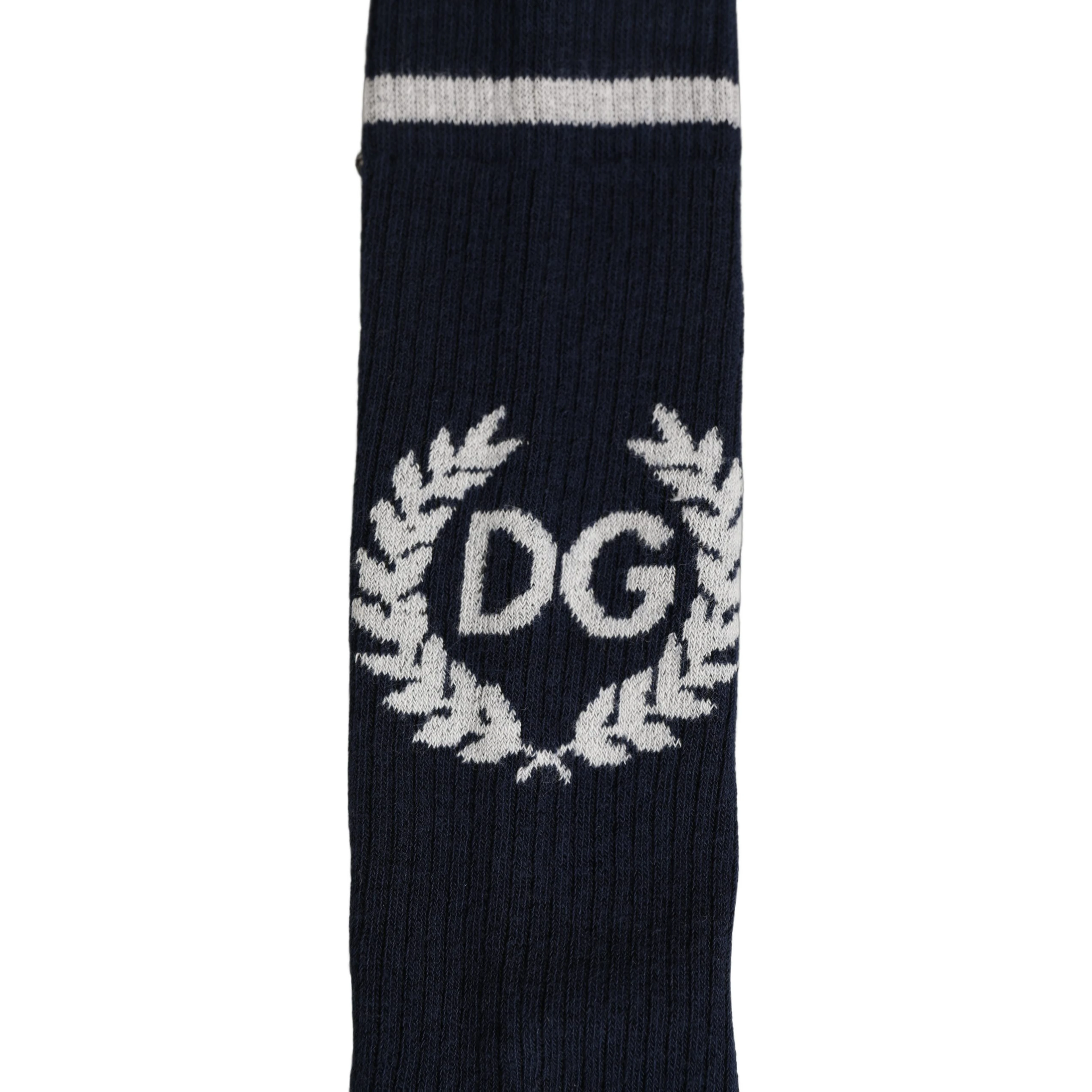 Men Navy Blue DG Logo Mid Calf Accessory Socks