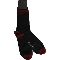 Men Burgundy Black Logo Mid Calf Accessory Socks