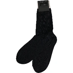 Dark Blue Cotton Knit Mid Calf Accessory Socks
