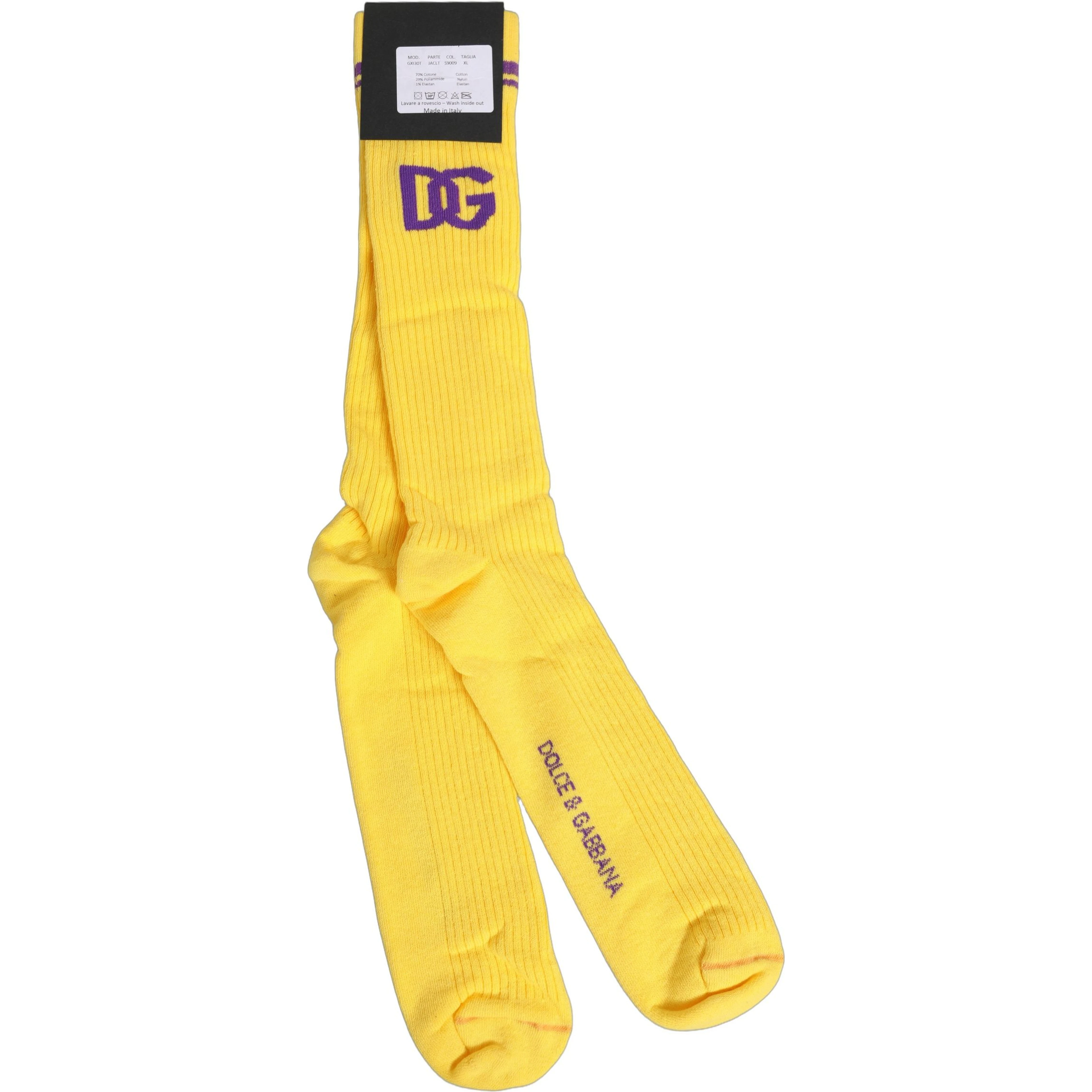 Men Yellow DG Logo Over Calf Accessory Socks