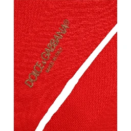 Men Red Logo Thigh High Ribbed Accessory Socks