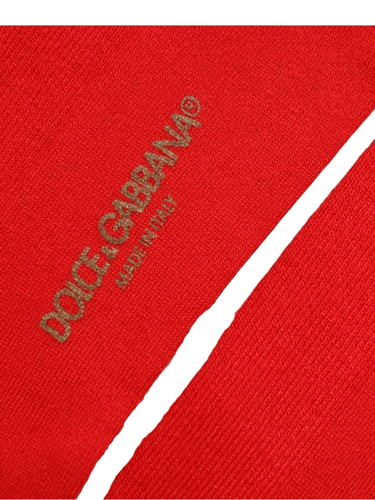 Men Red Logo Thigh High Ribbed Accessory Socks