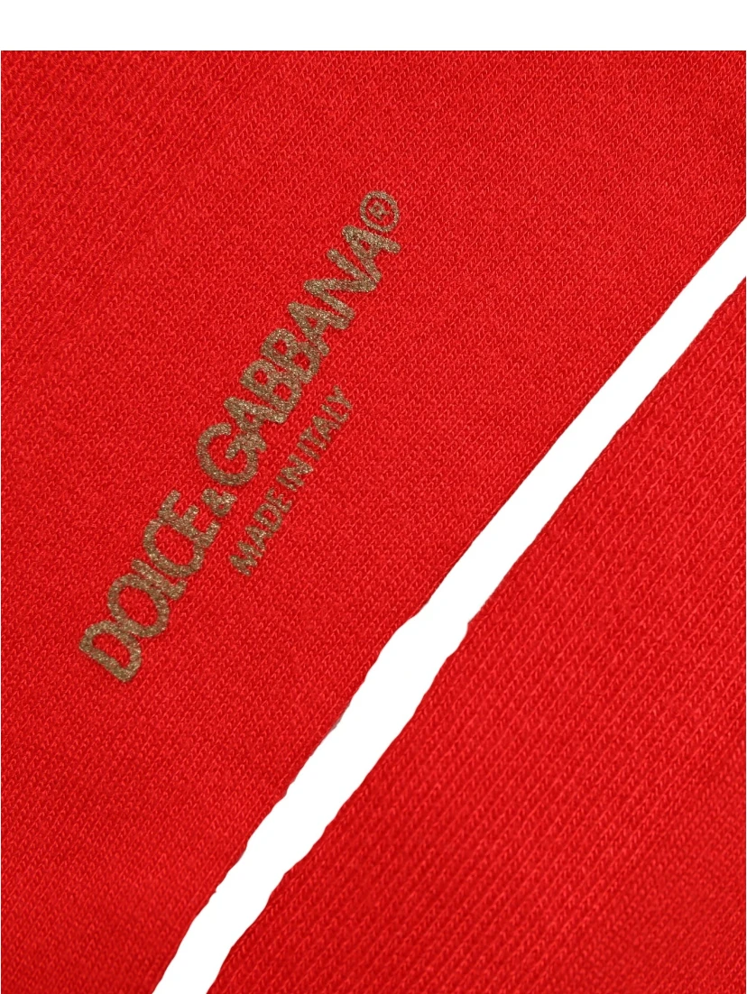 Men Red Logo Thigh High Ribbed Accessory Socks