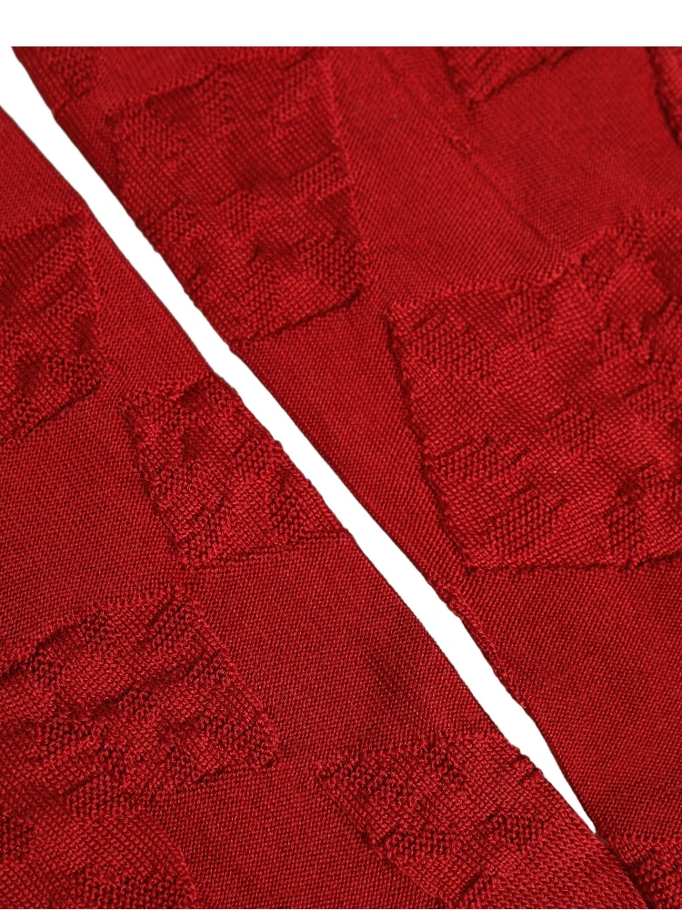 Men Red 100% Silk Mid Calf Accessory Socks