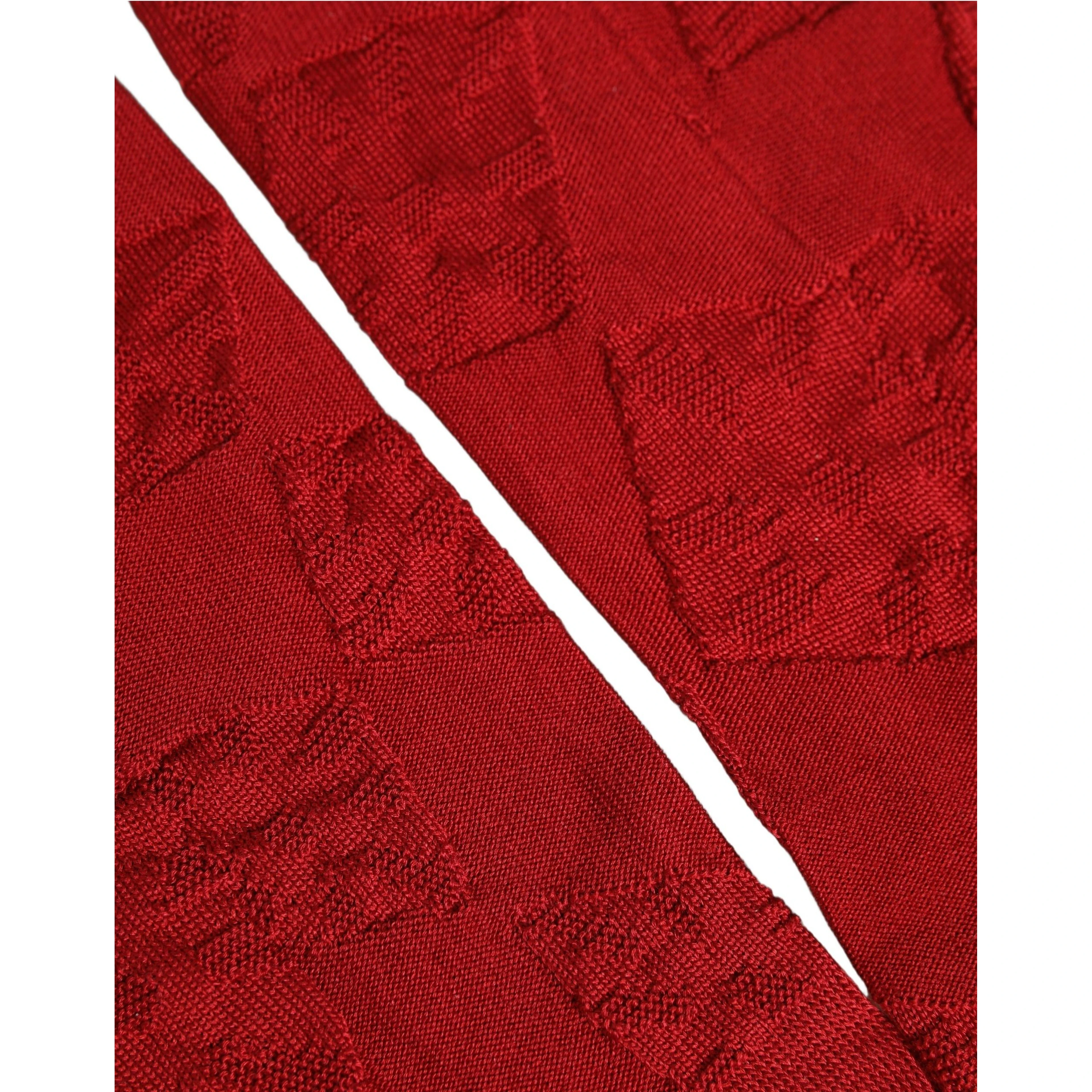 Men Red 100% Silk Mid Calf Accessory Socks