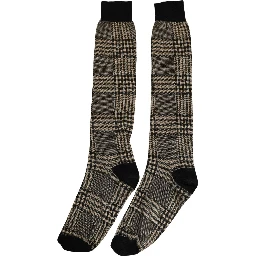 Multicolor Plaid Viscose Knee High Accessory Socks