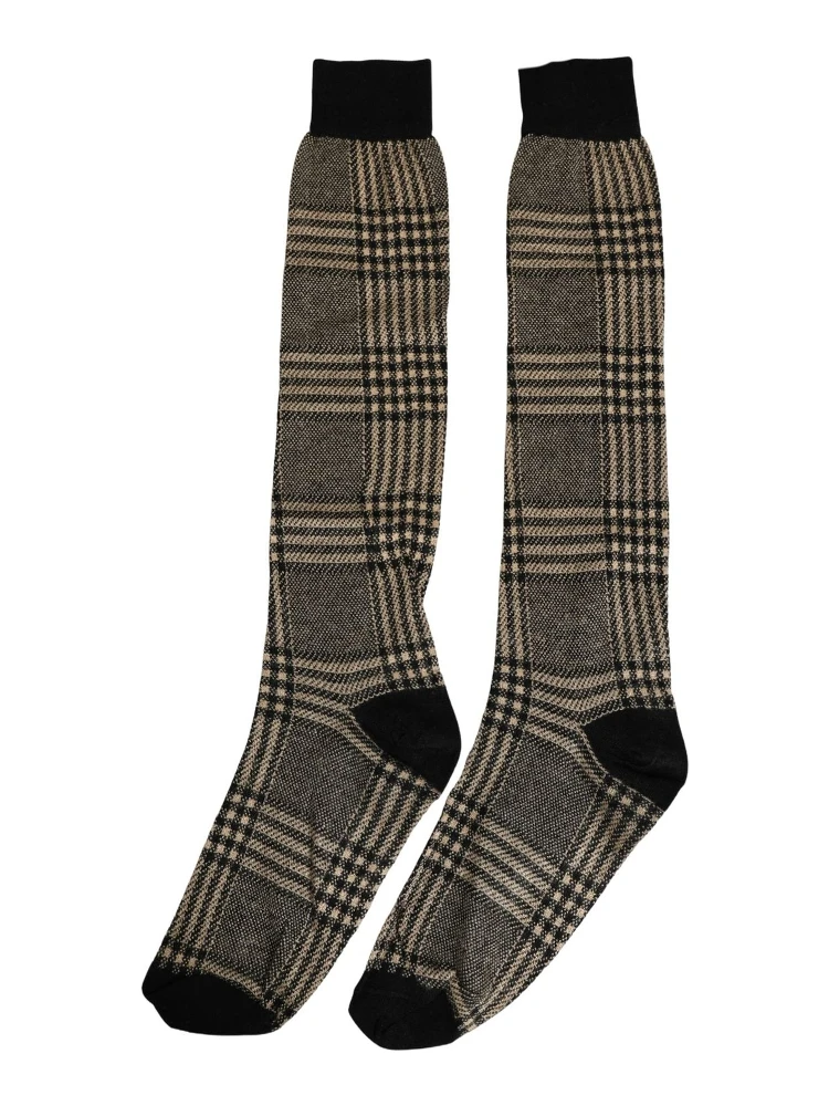 Multicolor Plaid Viscose Knee High Accessory Socks