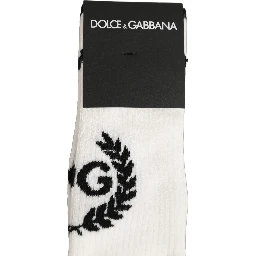 White Cotton DG Logo Mid Calf Accessory Socks