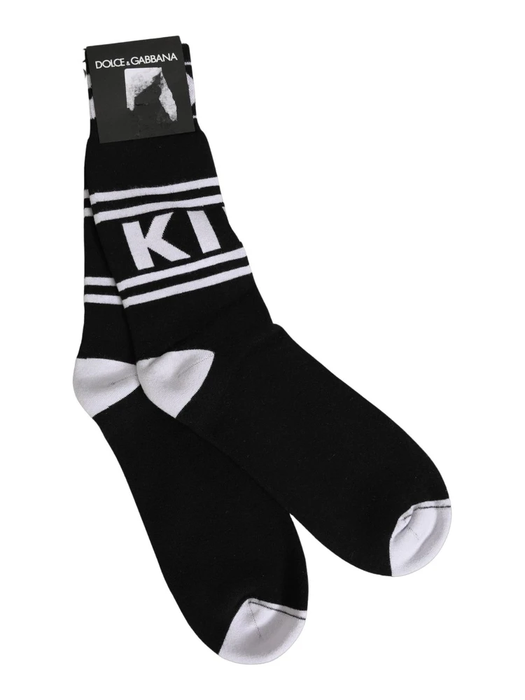 Black White Logo Stripes Mid Calf Accessory Socks alternative