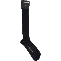 Men Dark Blue Viscose Over The Calf Accessory Socks