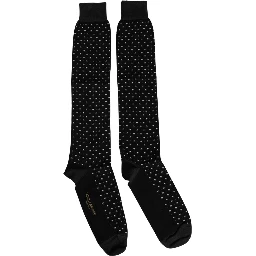 Black Polka Dot Over The Calf Accessory Socks