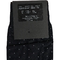 Men Black Cotton Polka Dot Over The Calf Socks
