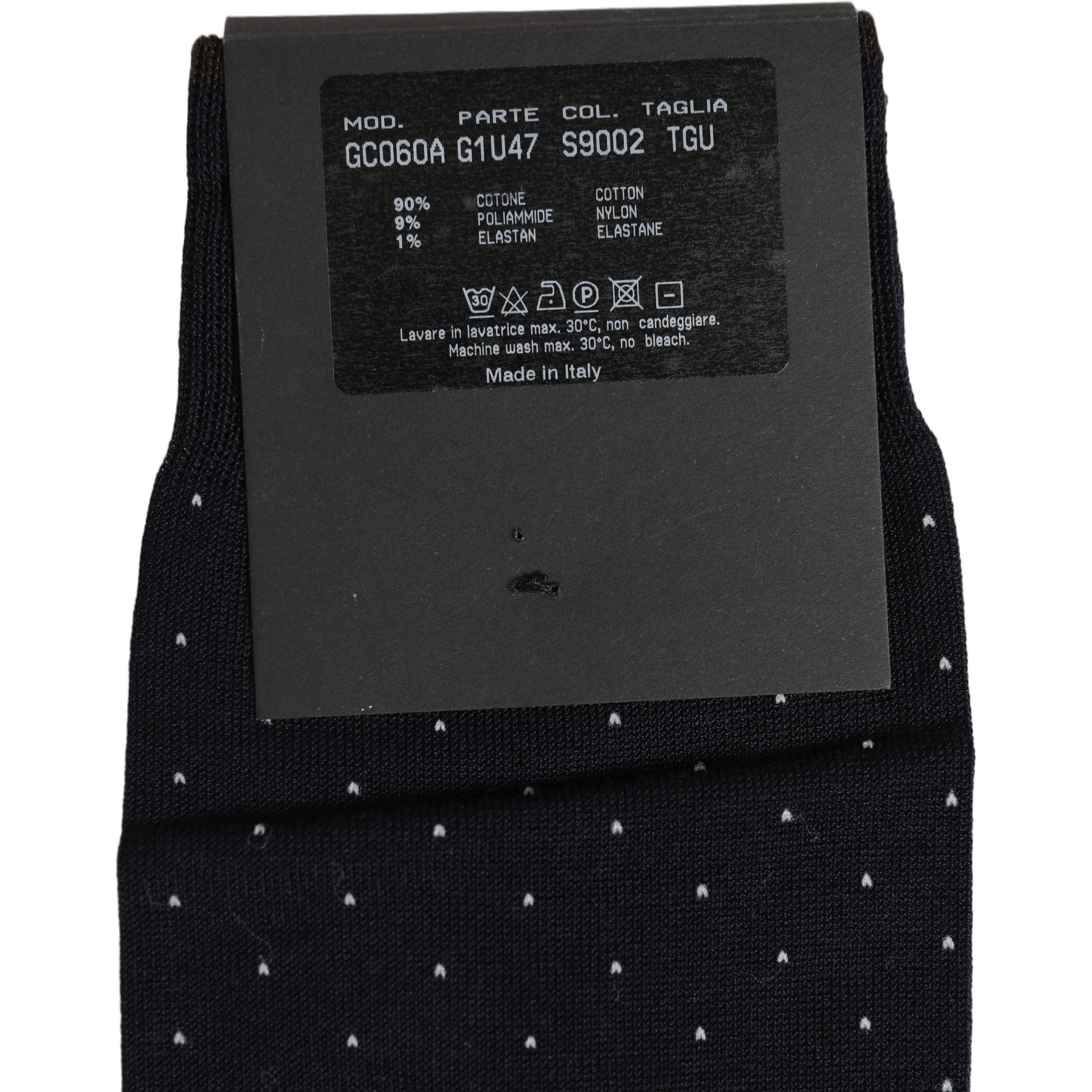 Men Black Cotton Polka Dot Over The Calf Socks