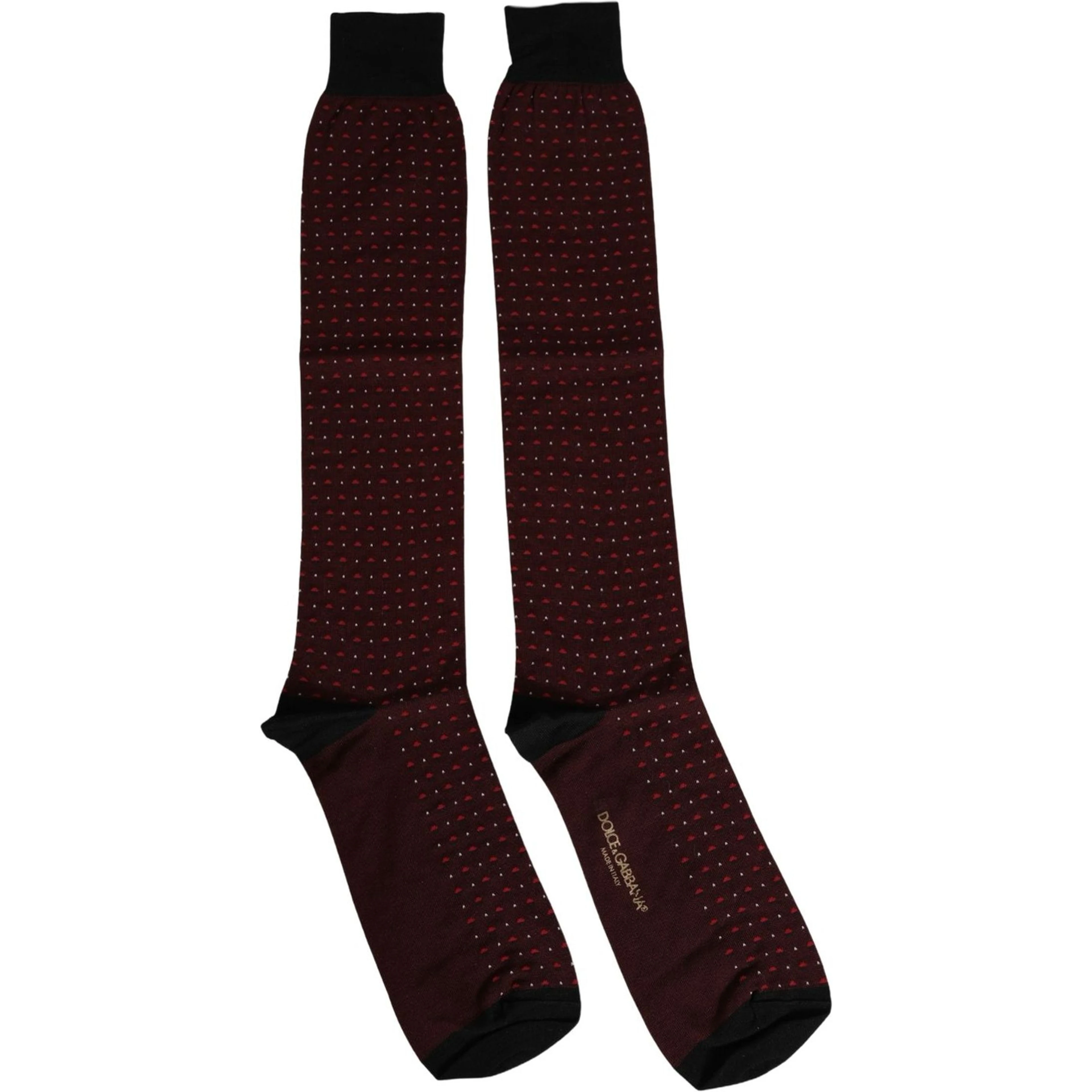Burgundy Polka Dot Over The Calf Accessory Socks